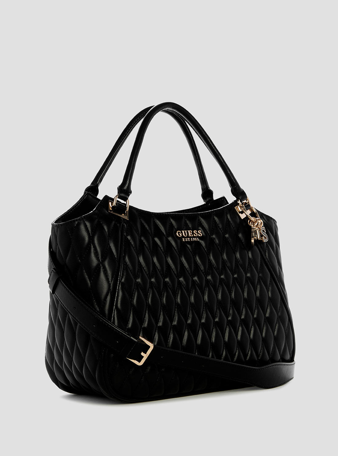 GUESS Womens Black Valla Tote Bag QG812222 Front Side View