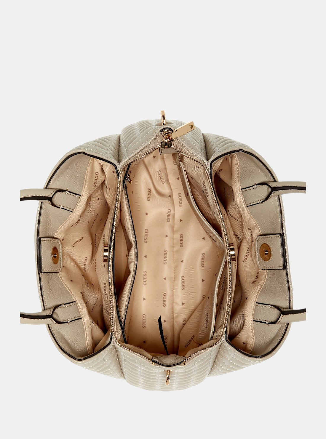 GUESS Womens Beige Nadira Girlfriend Satchel Bag QG842406 Inside View