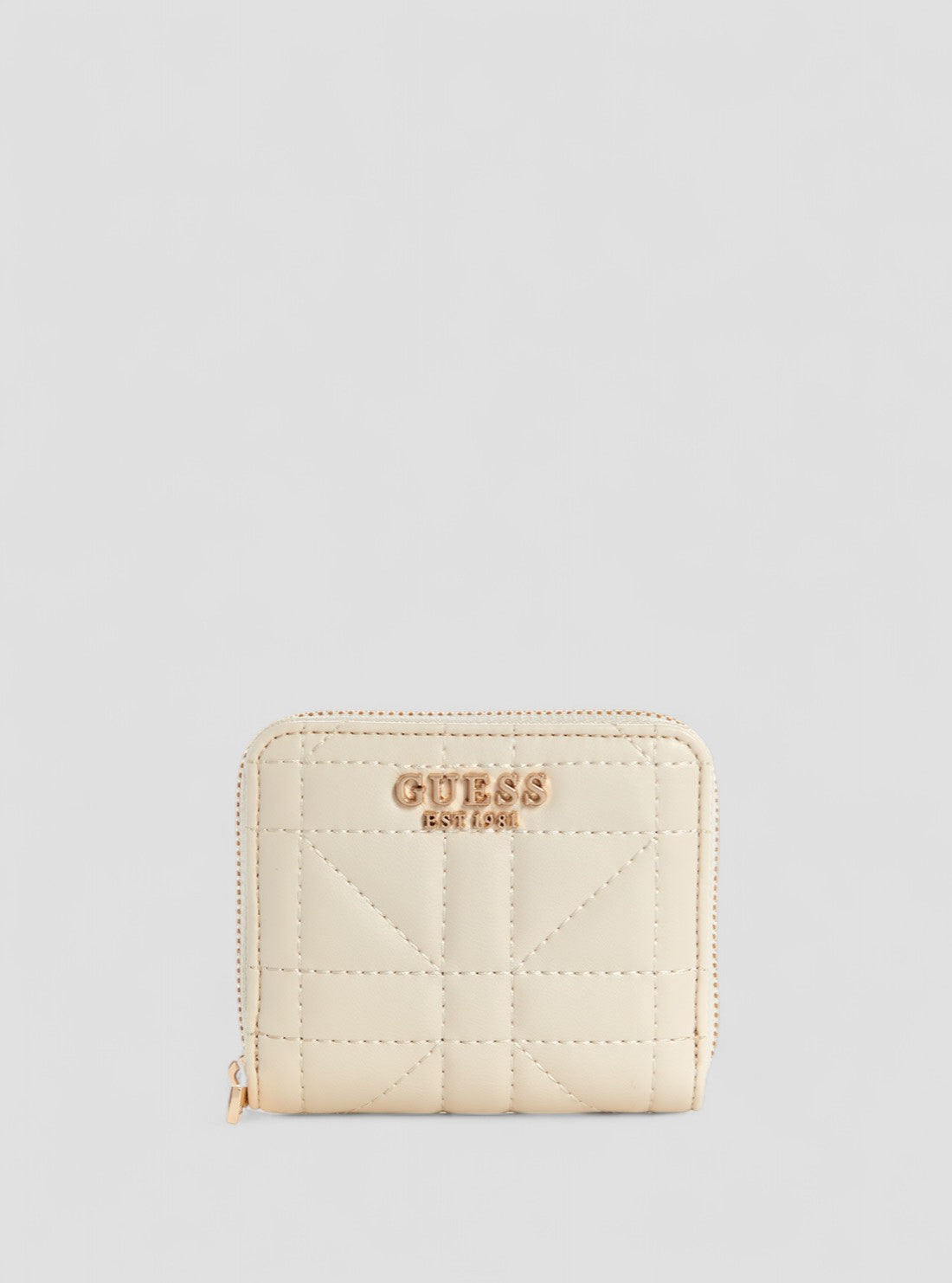 GUESS Womens Beige Assia Small Zip Around Wallet QG849937 Front View
