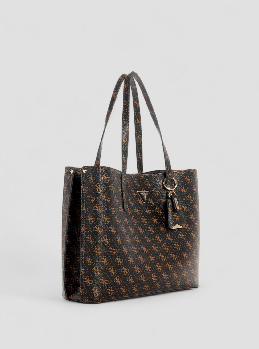 GUESS Womens Brown Logo Meridian Tote Bag QG877823 Front Side View