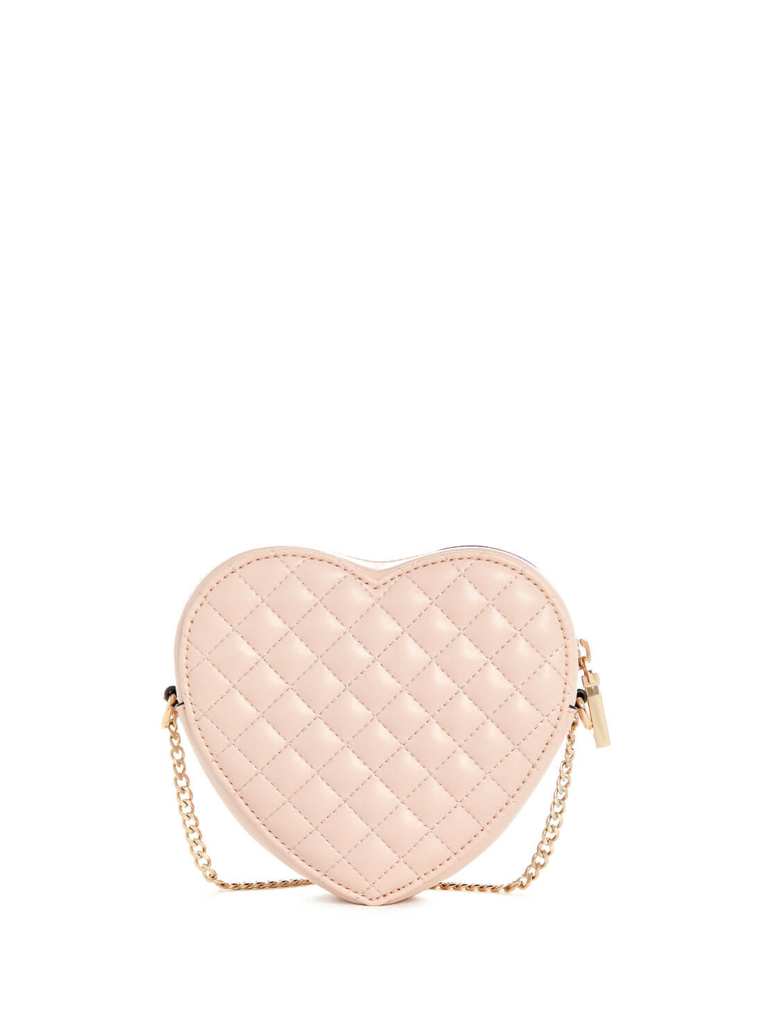 guess womens Pink Quilted Heart Crossbody Bag back view