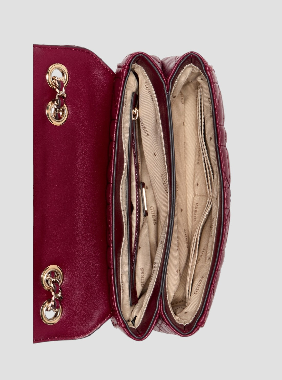 GUESS Womens Red Edita Convertible Crossbody Flap Bag QG962521 Inside View