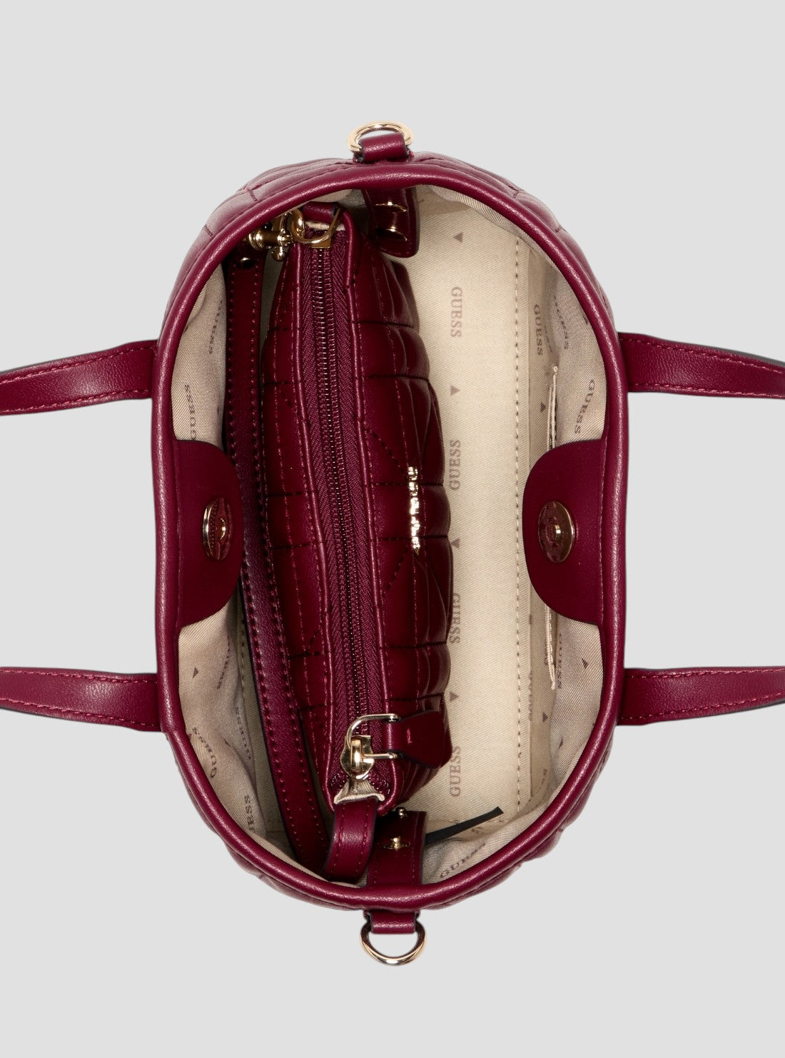 GUESS Womens Red Edita Mini Tote Bag QG962575 Inside View