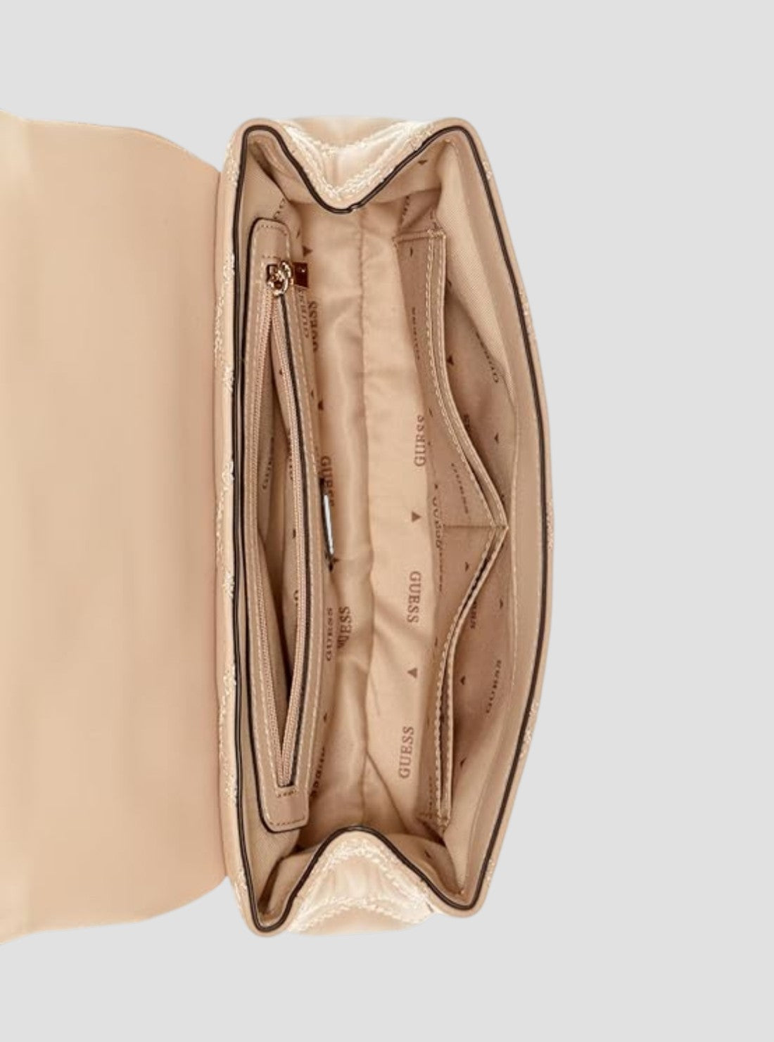 GUESS Womens Beige Tamsin Convertible Crossbody Flap Bag QG963221 Inside View