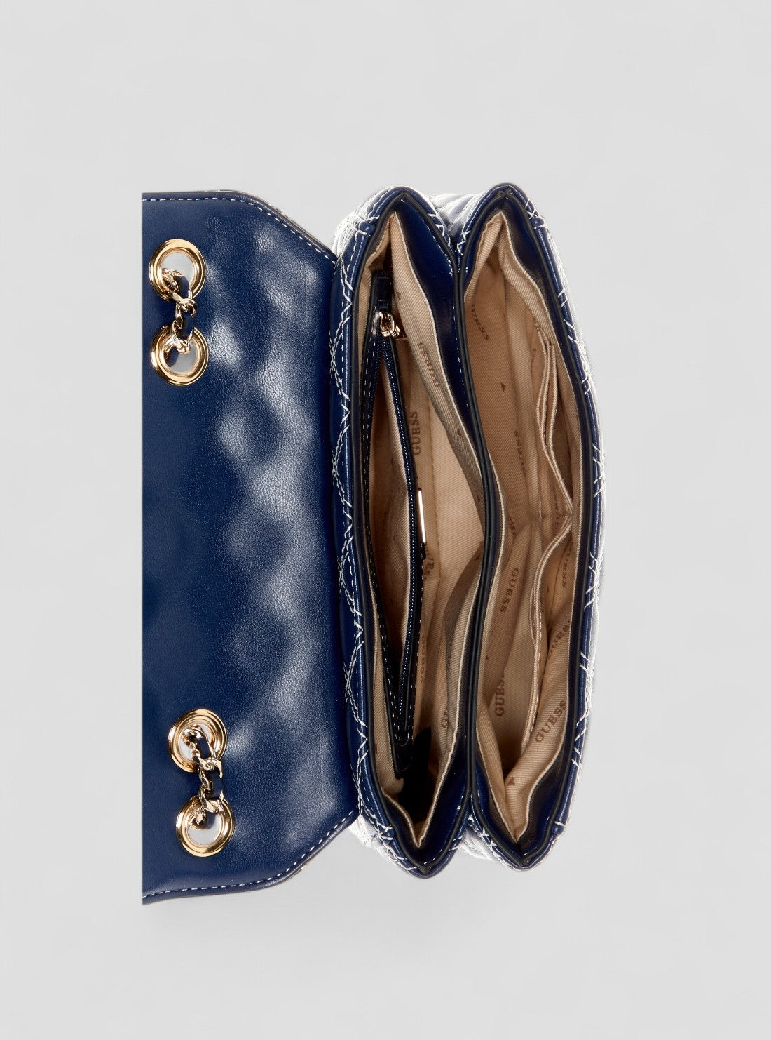 GUESS Womens Blue Cruise Vibe Convertible Crossbody Bag QG964920 Inside View