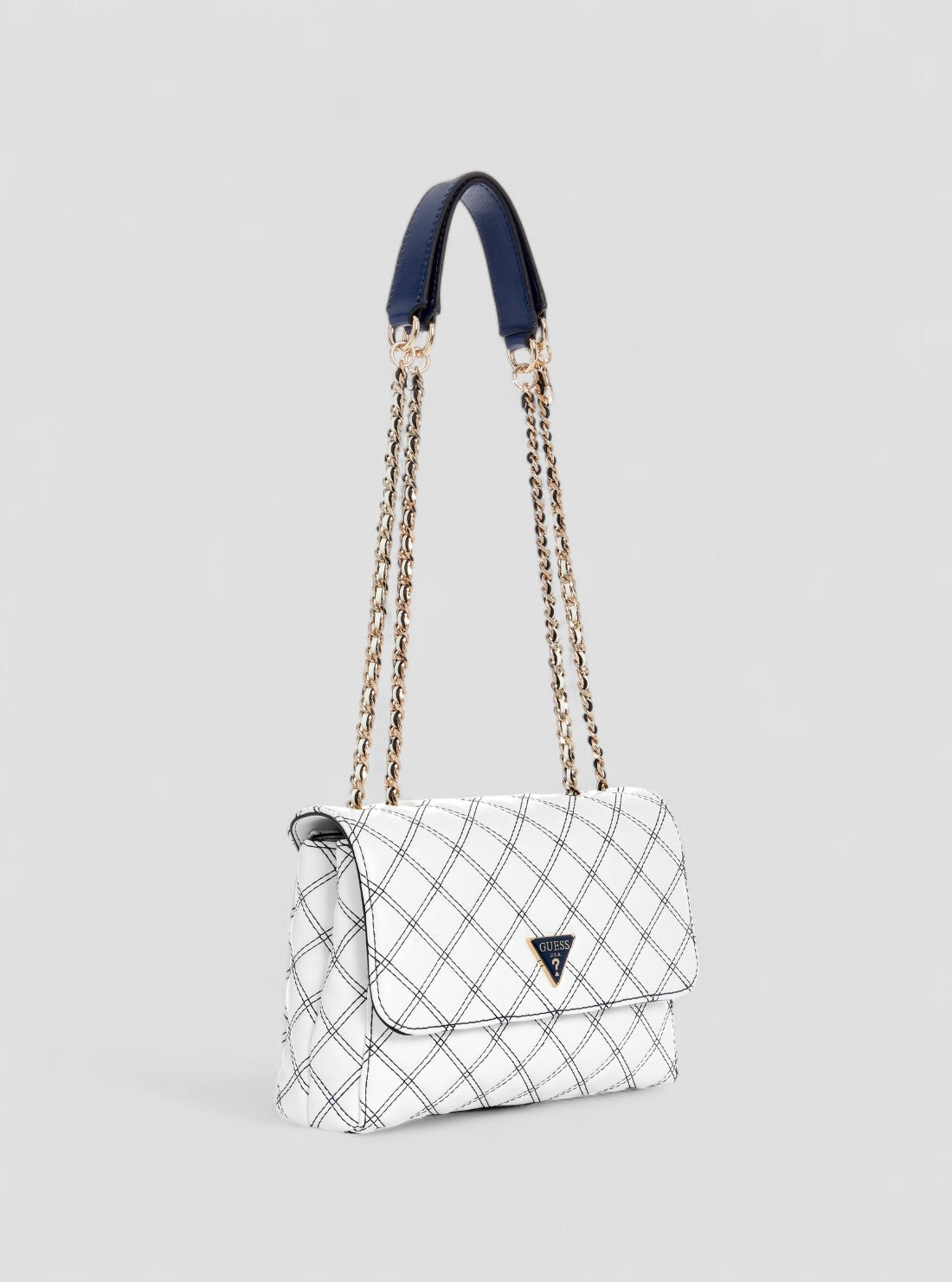 GUESS Womens White Cruise Vibe Convertible Crossbody Bag QG964920 Front Side View