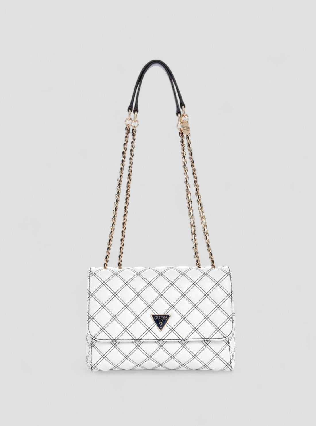 GUESS Womens White Cruise Vibe Convertible Crossbody Bag QG964920 Front View