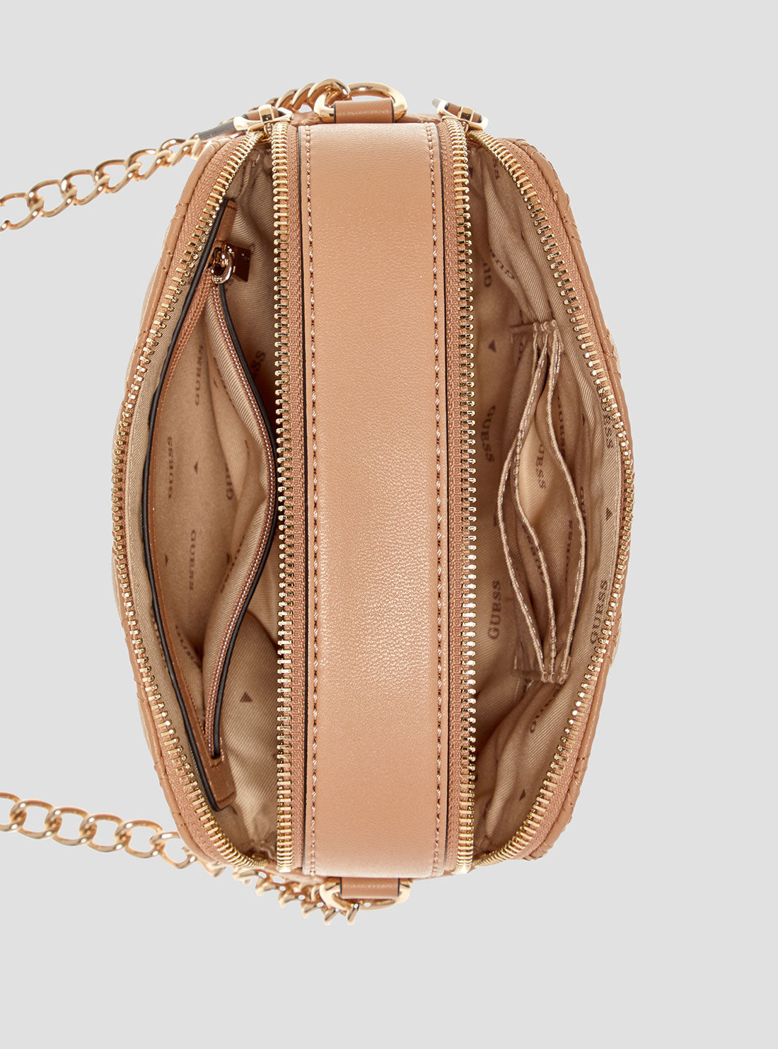 GUESS Womens Beige Giully Camera Bag QG967314 Inside View