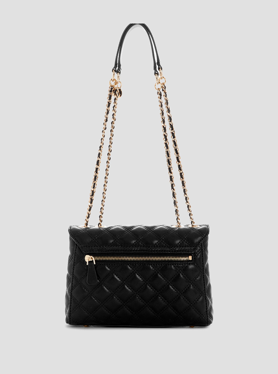 GUESS Womens Black Giully Compartment Convertible Flap Bag QG967320 Back View