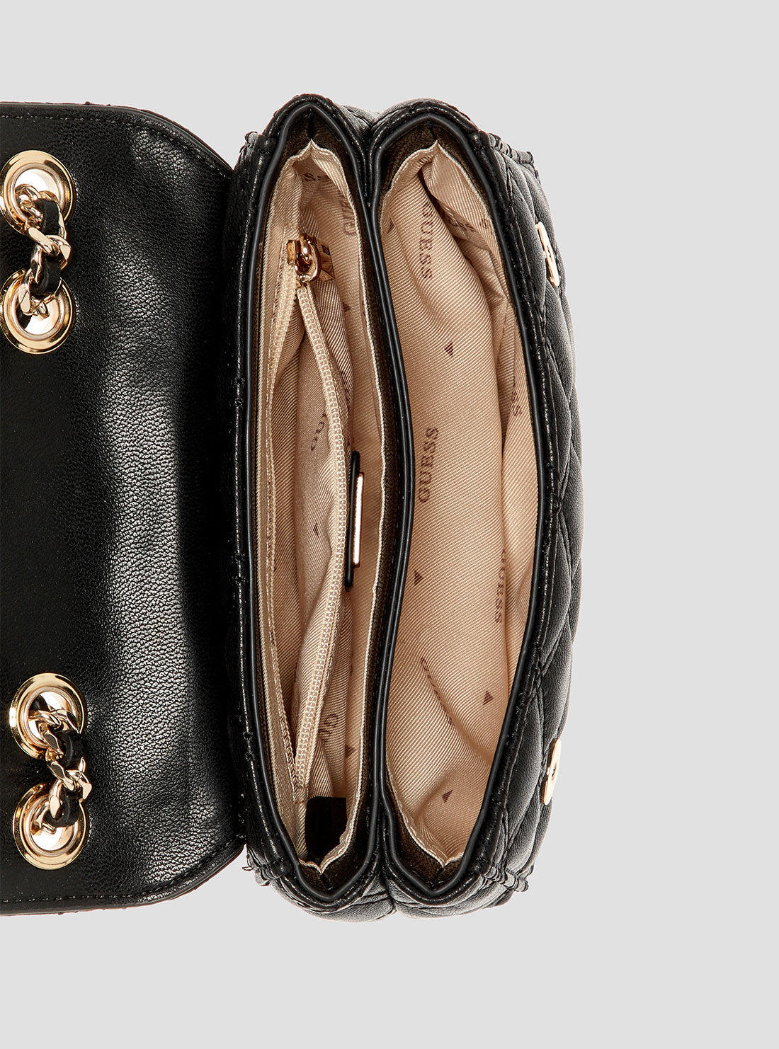 GUESS Womens Black Giully Crossbody Bag QG967374 Inside View