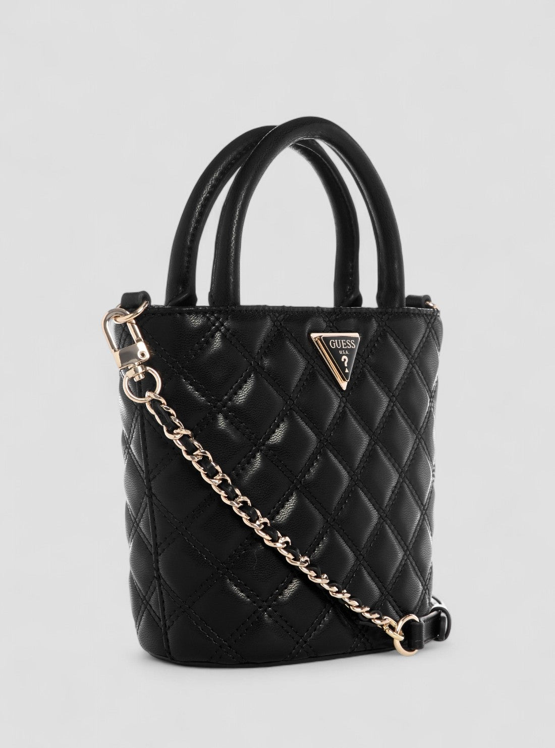GUESS Womens Black Giully Mini Tote Bag QG967376 Front Side View