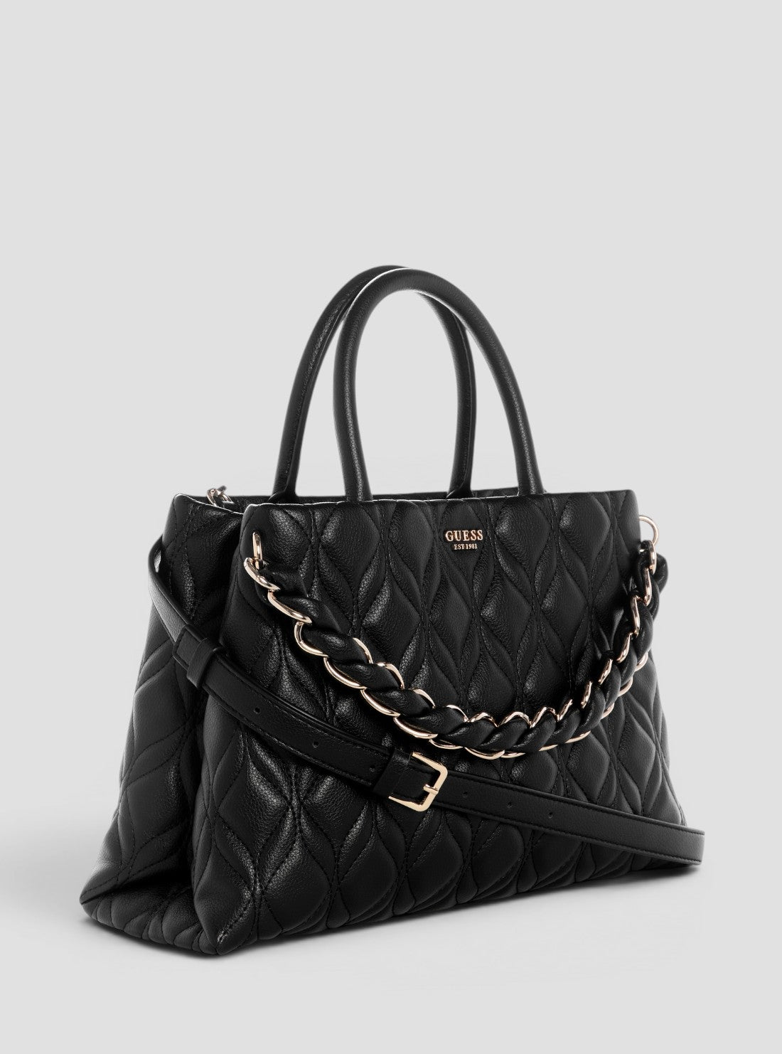 GUESS Womens Black Maxine Girlfriend Satchel Bag QG973306 Side View