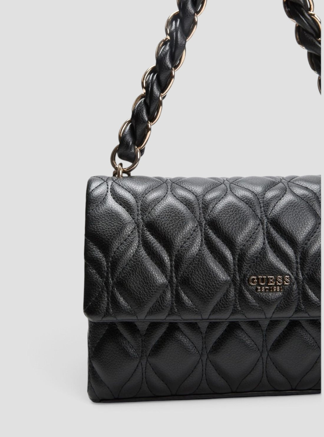 GUESS Womens Black Maxine Flap Crossbody Bag QG973320 Detail View