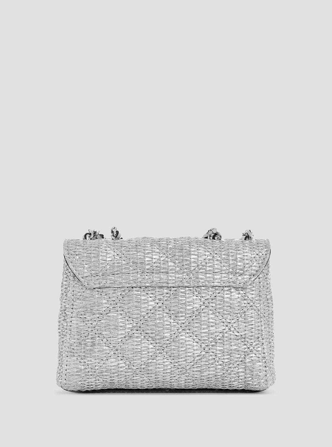 GUESS Womens Silver Giully Mini Convertible Crossbody Bag QM967374  Back View