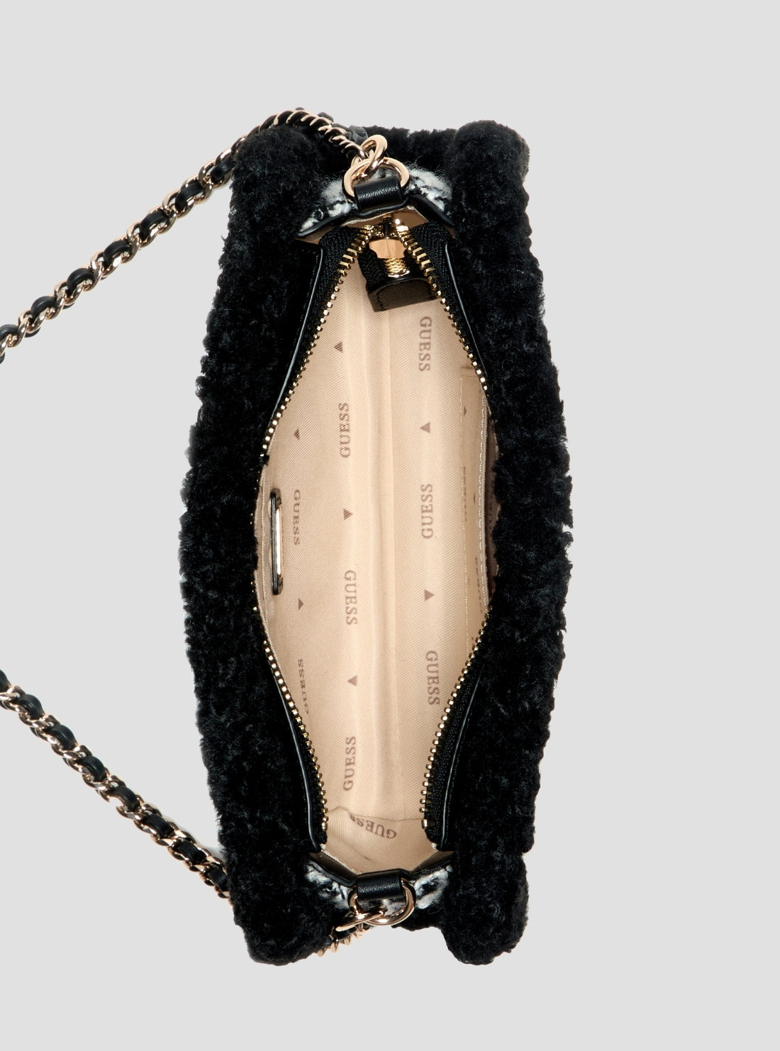 GUESS Womens Black Multi Cristi Top Zip Crossbody Bag QT813972 Inside View