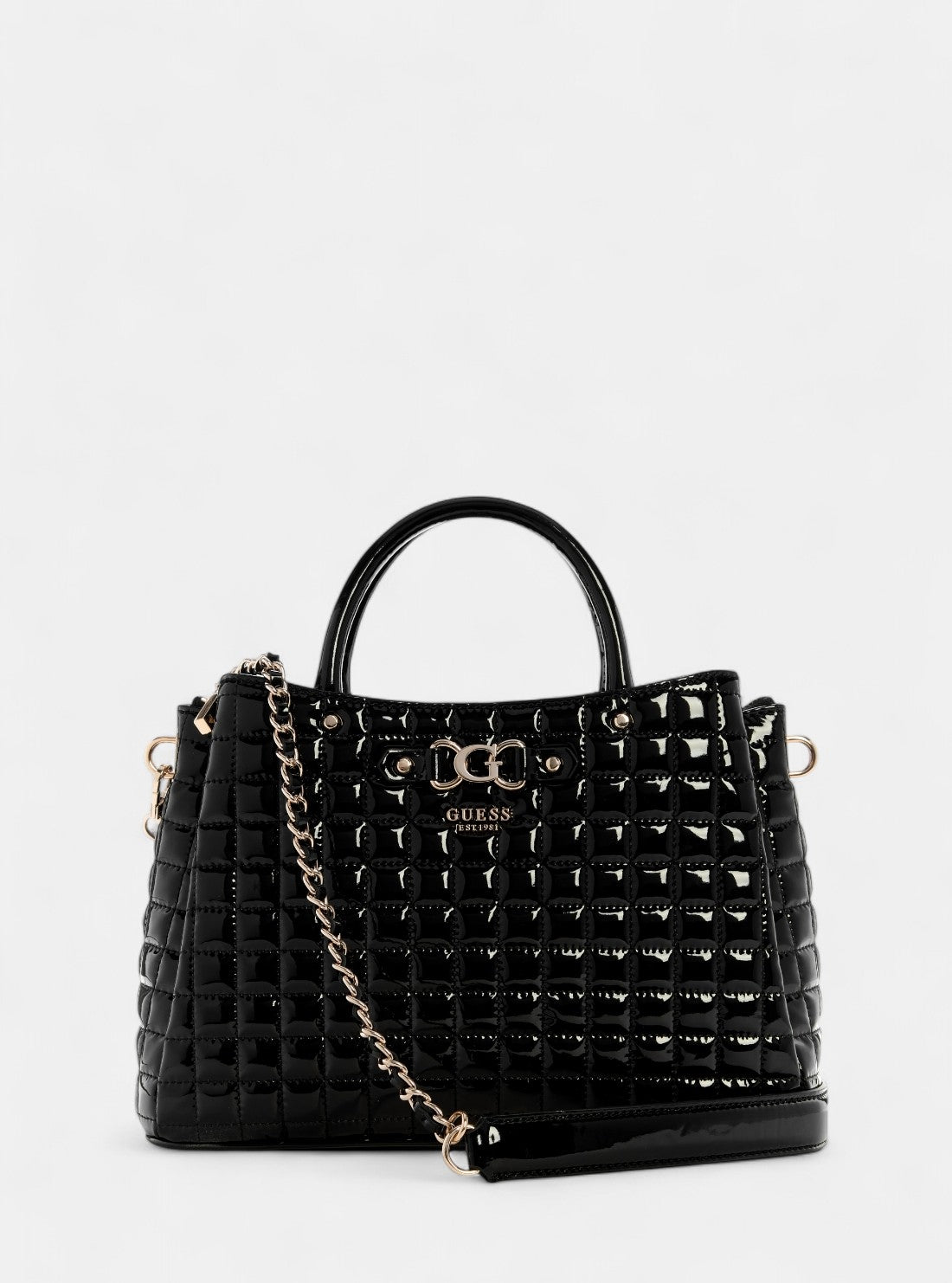 GUESS Womens Black Nadira Girlfriend Satchel QT842406 Front View