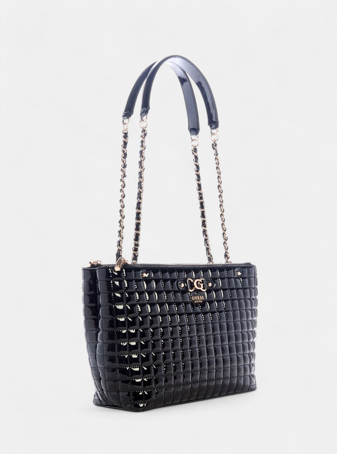 GUESS Womens Black Nadira Status Tote Bag QT842422 Front Side View