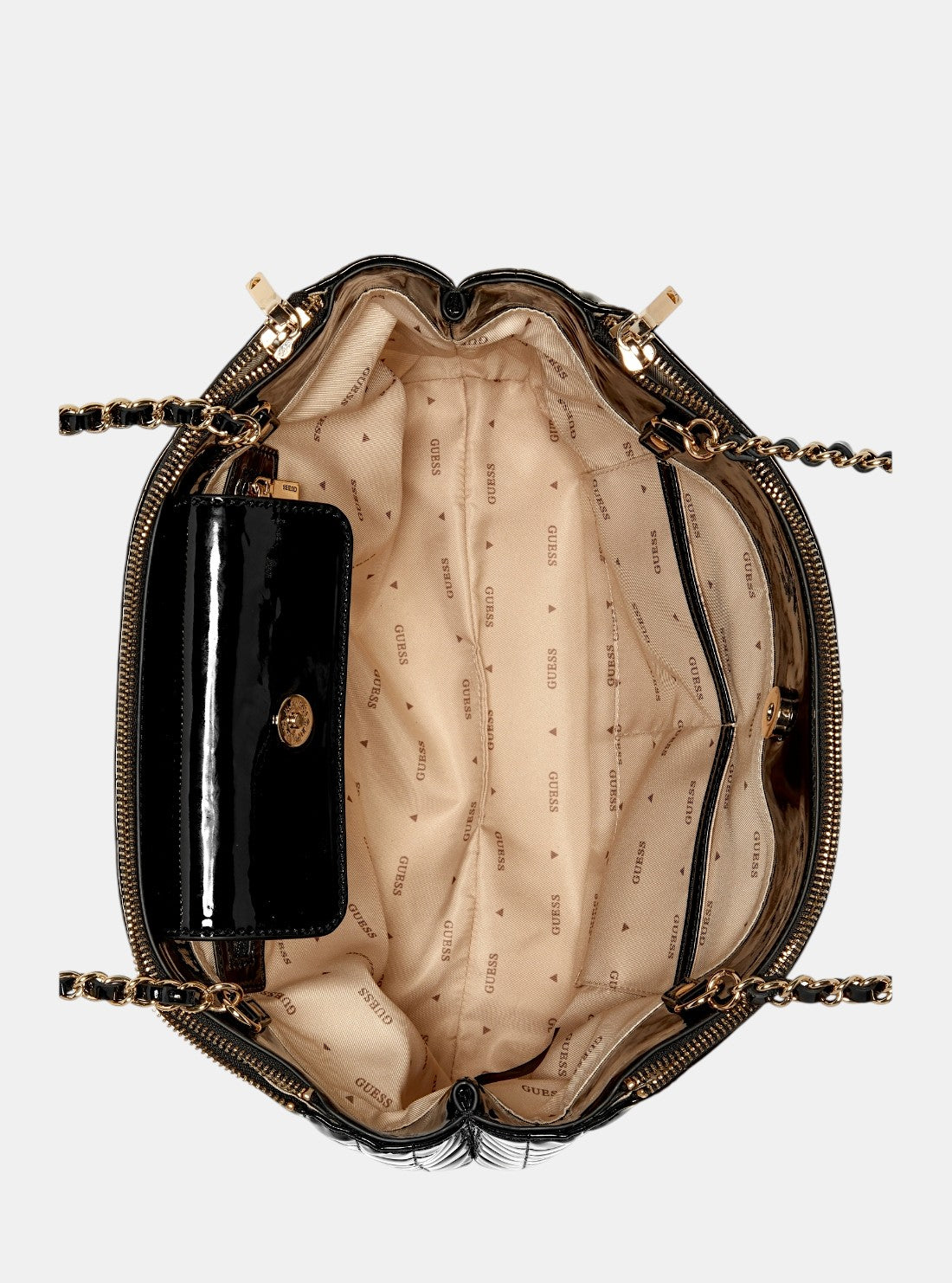 GUESS Womens Black Nadira Status Tote Bag QT842422 Inside View