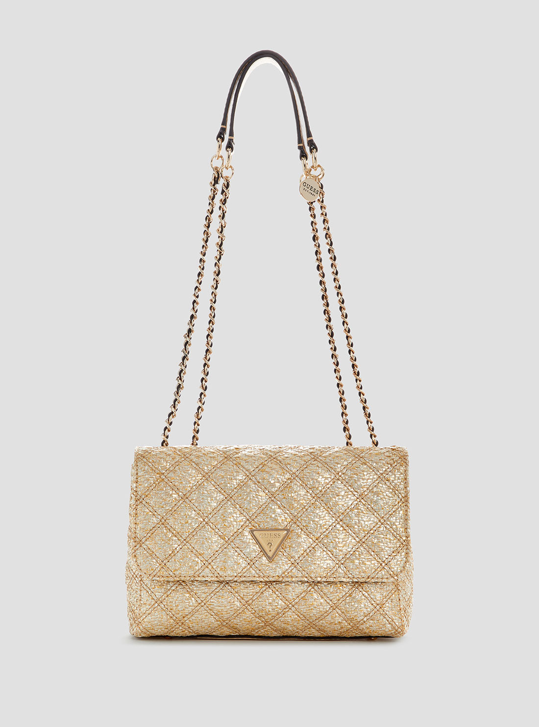 GUESS Womens Gold Guilly Convertible Crossbody Bag QW967320 Front View