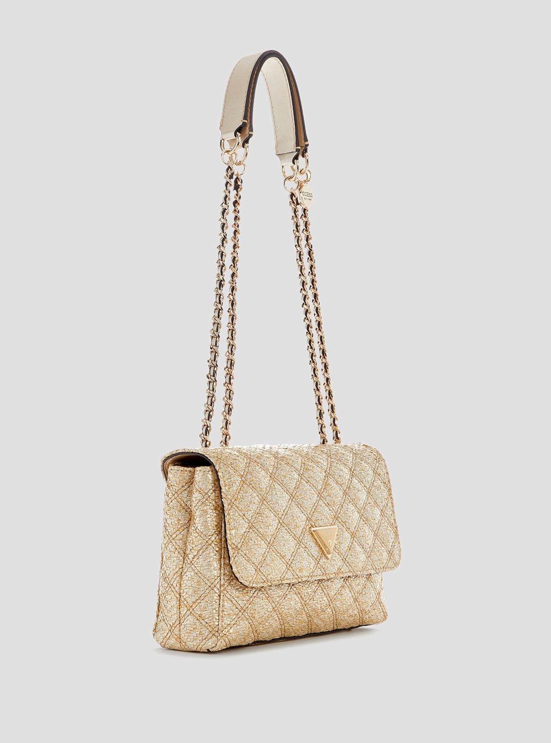 GUESS Womens Gold Guilly Convertible Crossbody Bag QW967320 Front Side View