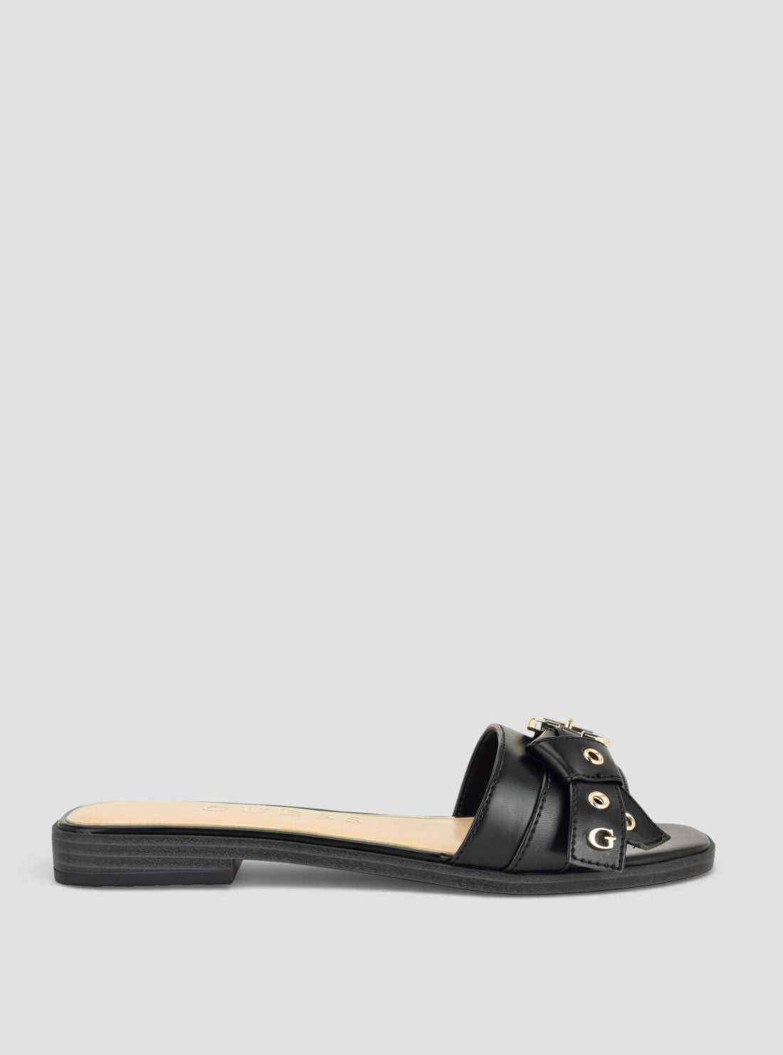 GUESS Womens Footwear Black Rissie Flat Sandals RISSIE Side View1