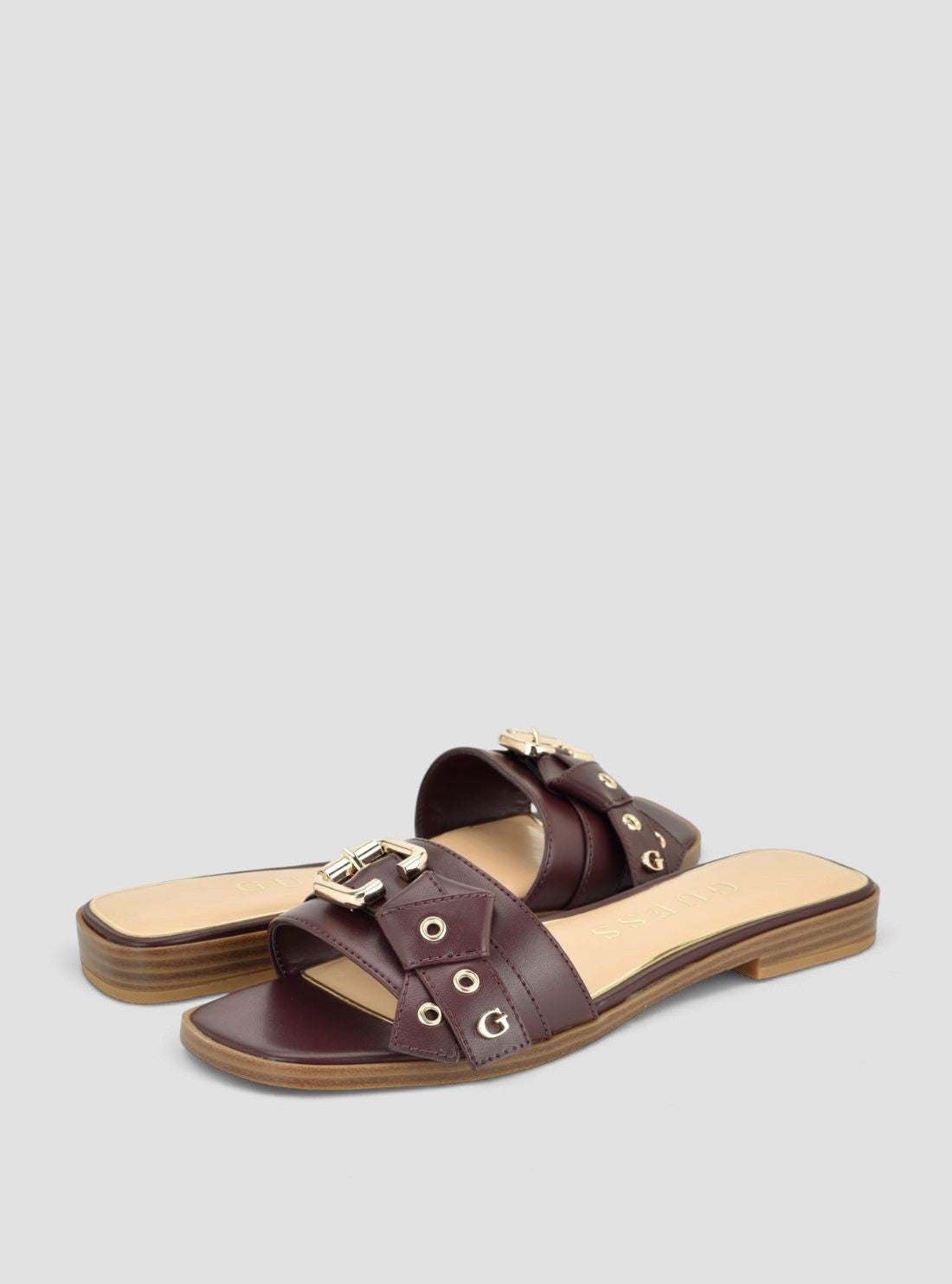GUESS Footwear Dark Red Rissie Flat Sandals RISSIE Front Side View