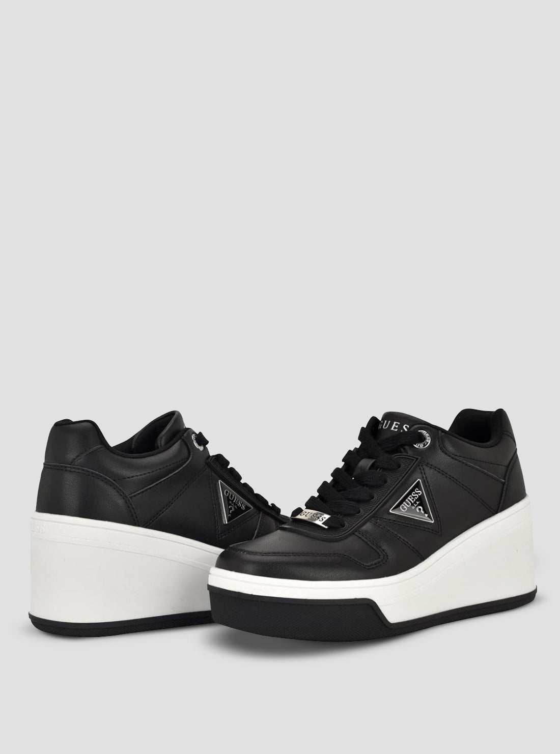 GUESS Womens Black Rozinn Platform Wedge Sneakers ROZINN Front Side View