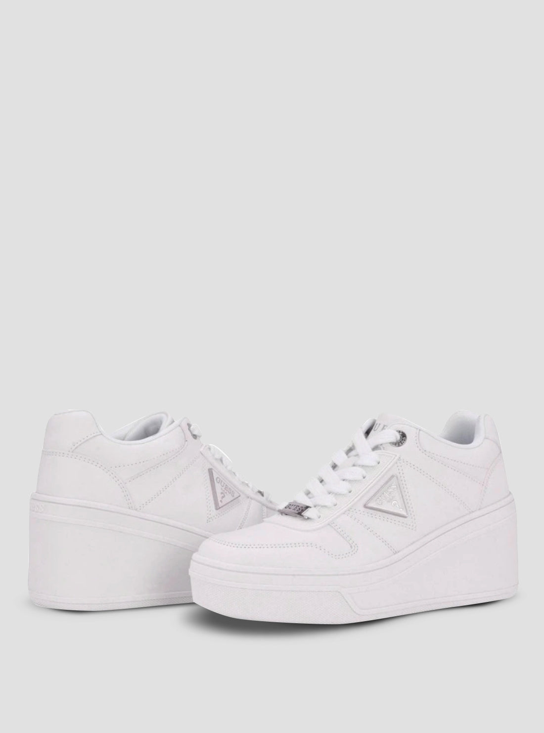 GUESS Womens White Rozinn Wedge Sneakers ROZINN Front Side View