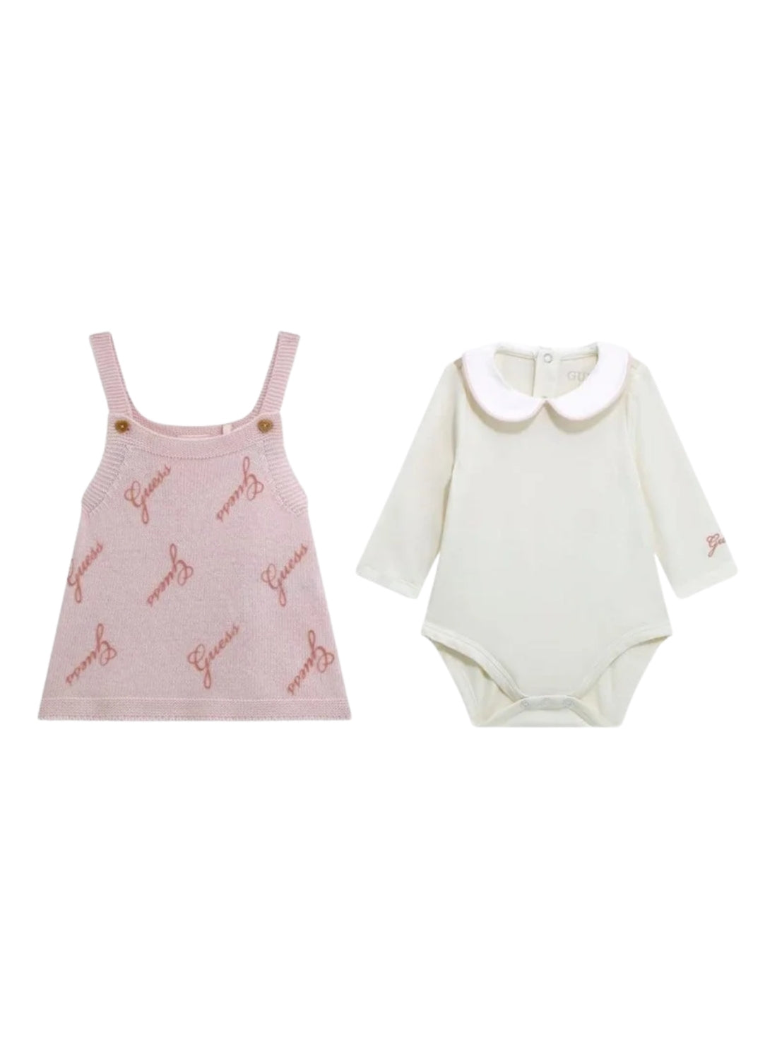 GUESS Kids Multi Sweater Overall and Bodysuit Set (0-12m) Front View