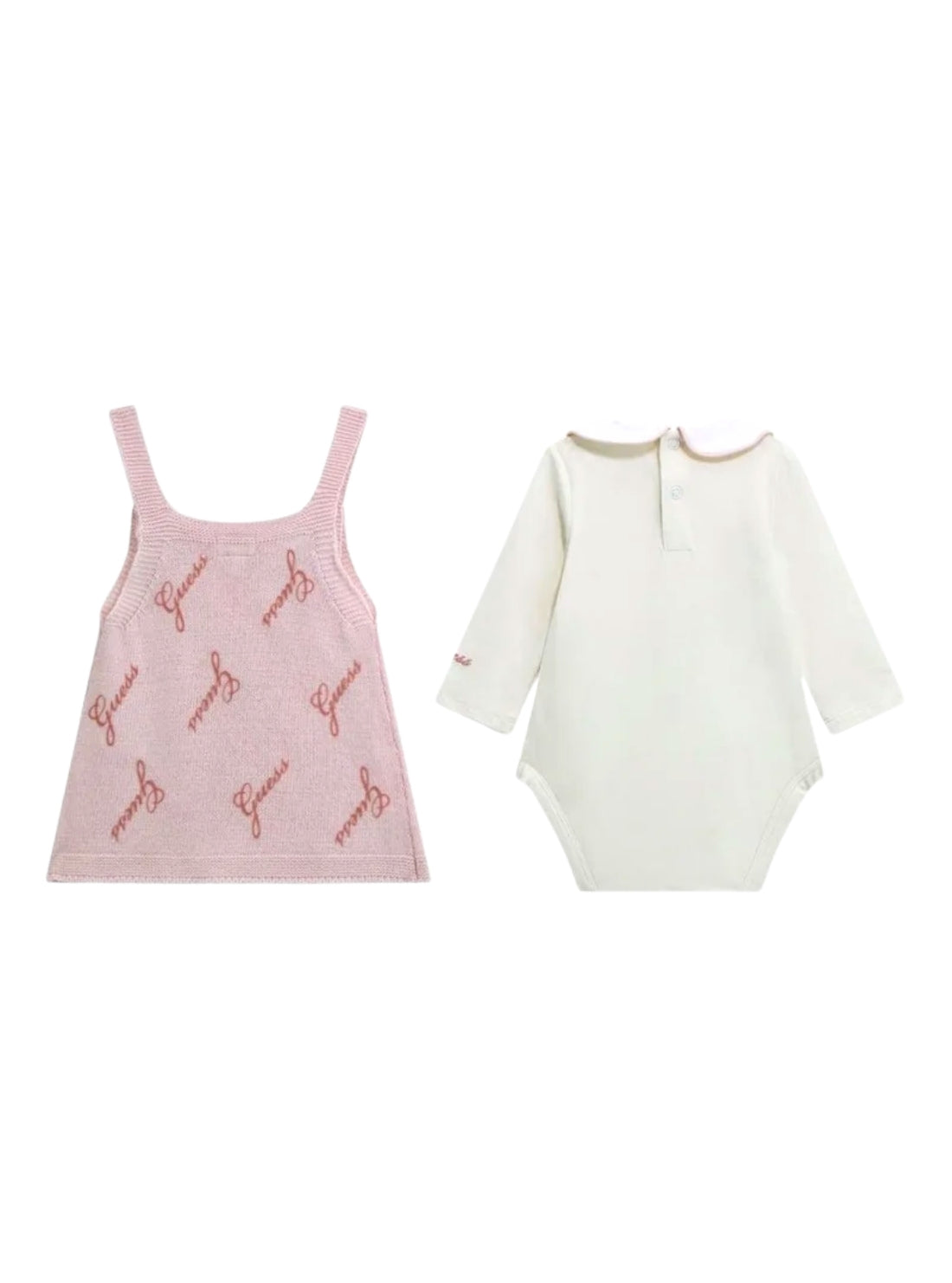 GUESS Kids Multi Sweater Overall and Bodysuit Set (0-12m) Back View