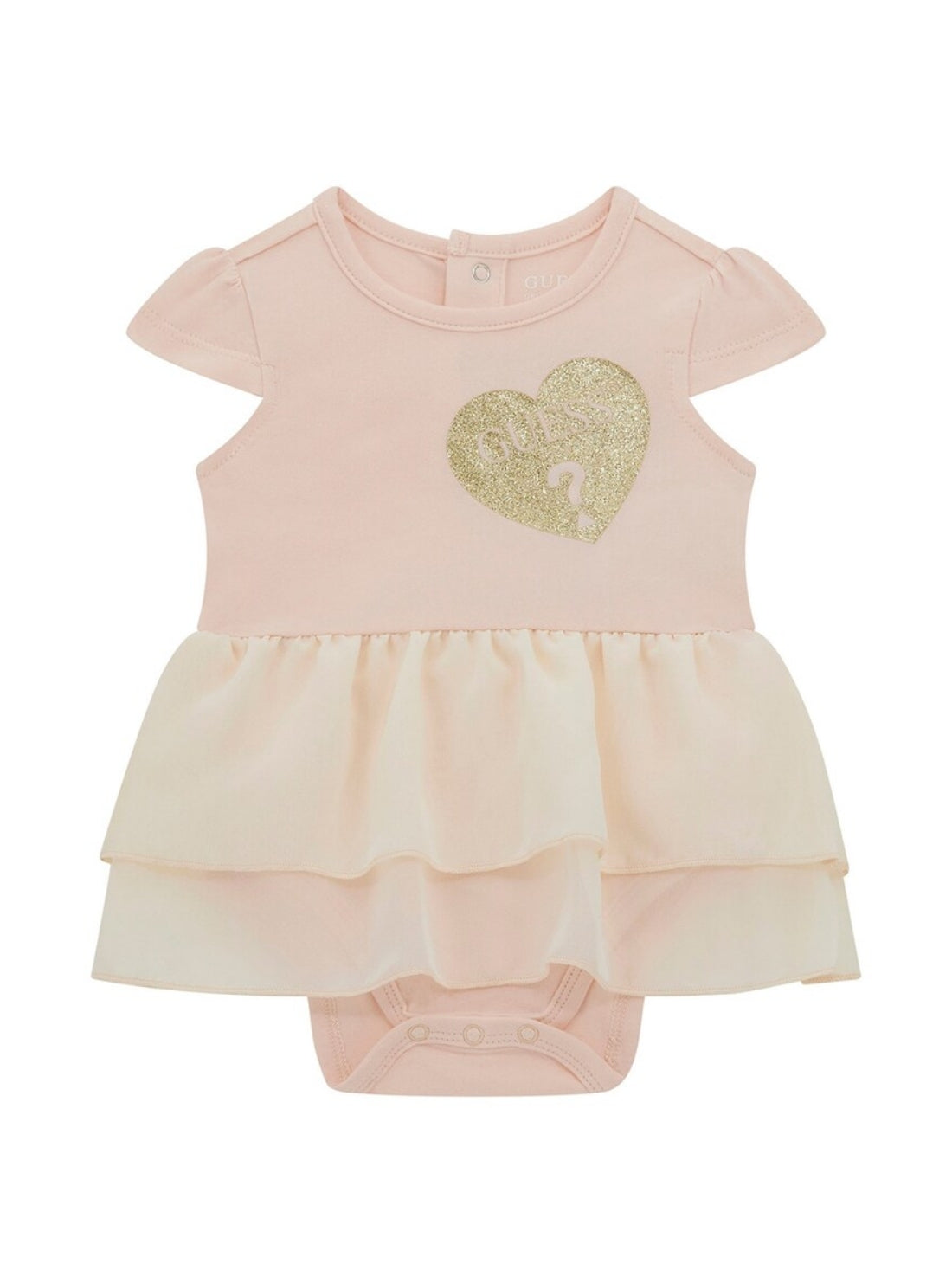 GUESS Baby Pink Dress Bodysuit with Chiffon (0-12m) Front View