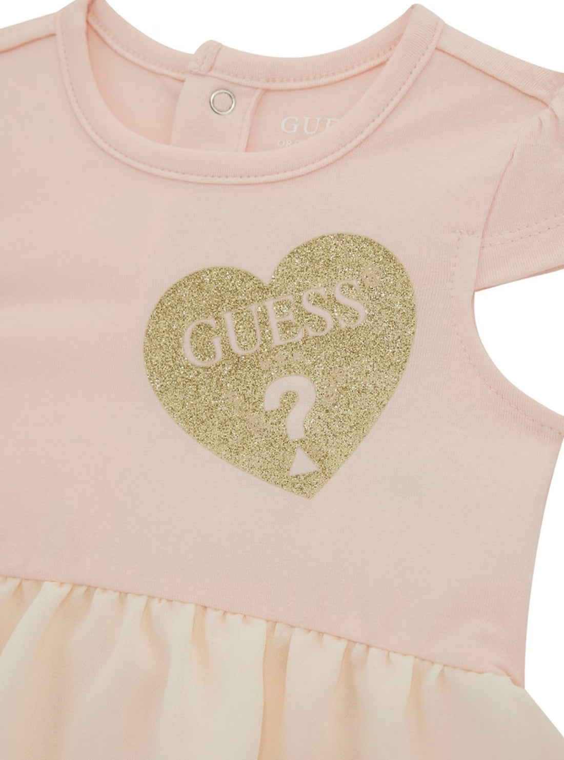 GUESS Baby Pink Dress Bodysuit with Chiffon (0-12m) Detail View