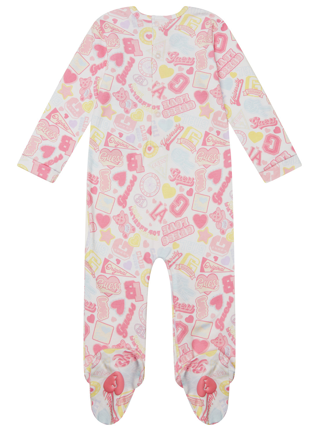 GUESS Kids Pink Multi Interlock Romper (0-12m) S5YG01KA6W4 Back View