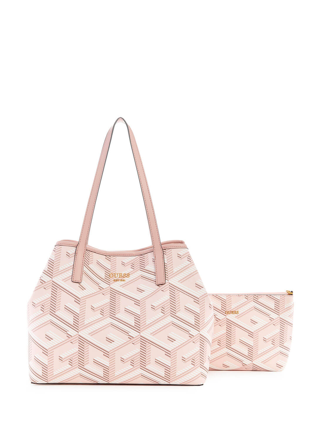Light Pink Logo Vikky Tote Bag | GUESS Women's Handbags | front view alt