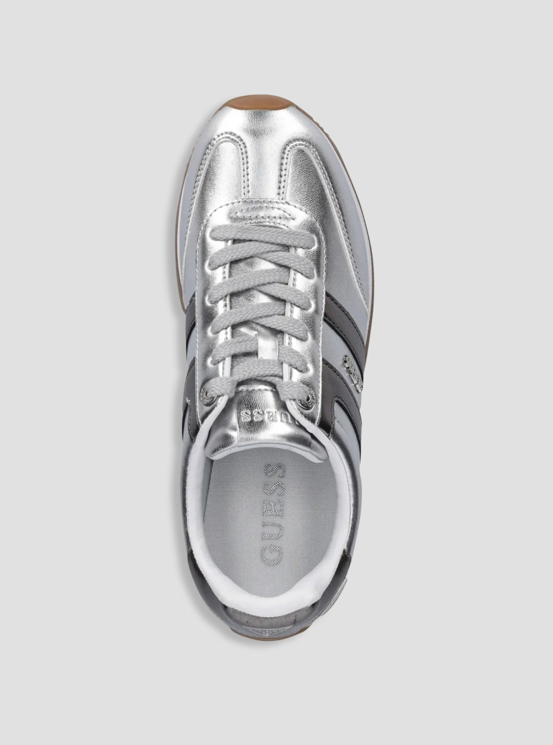 GUESS Womens Silver Saphia Sneakers SAPHIA Top View