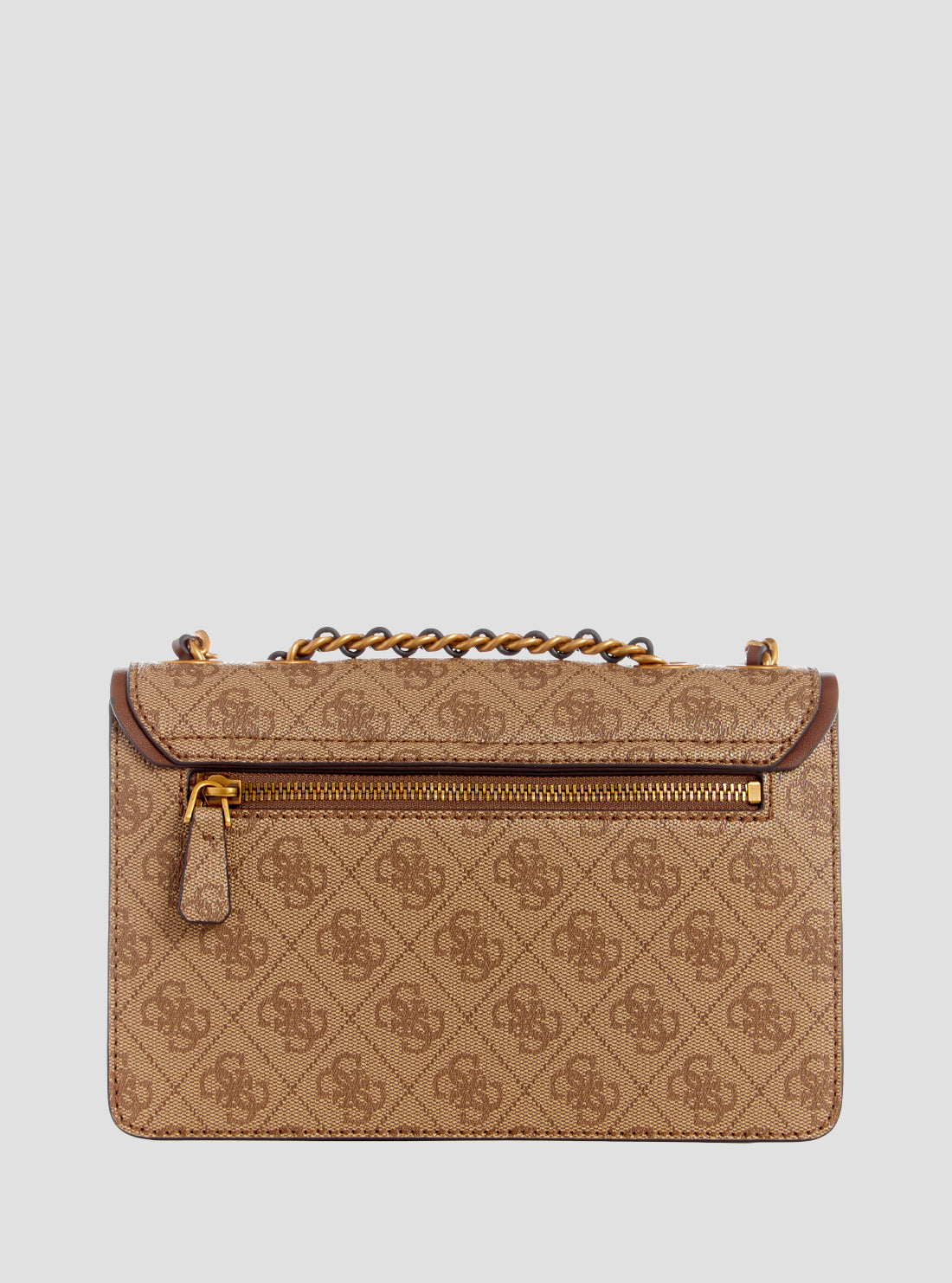 GUESS Women's Brown Logo Izzy Convertible Crossbody Flap Bag SB865421LGW Back View
