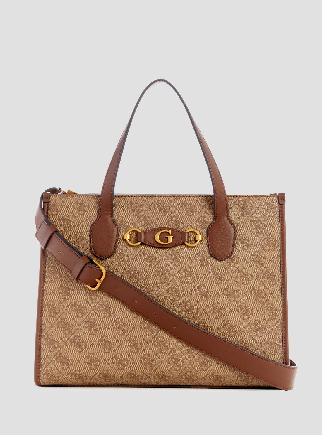 GUESS Women's Brown Logo Izzy Dual Tote Bag SB865422LGW Front View