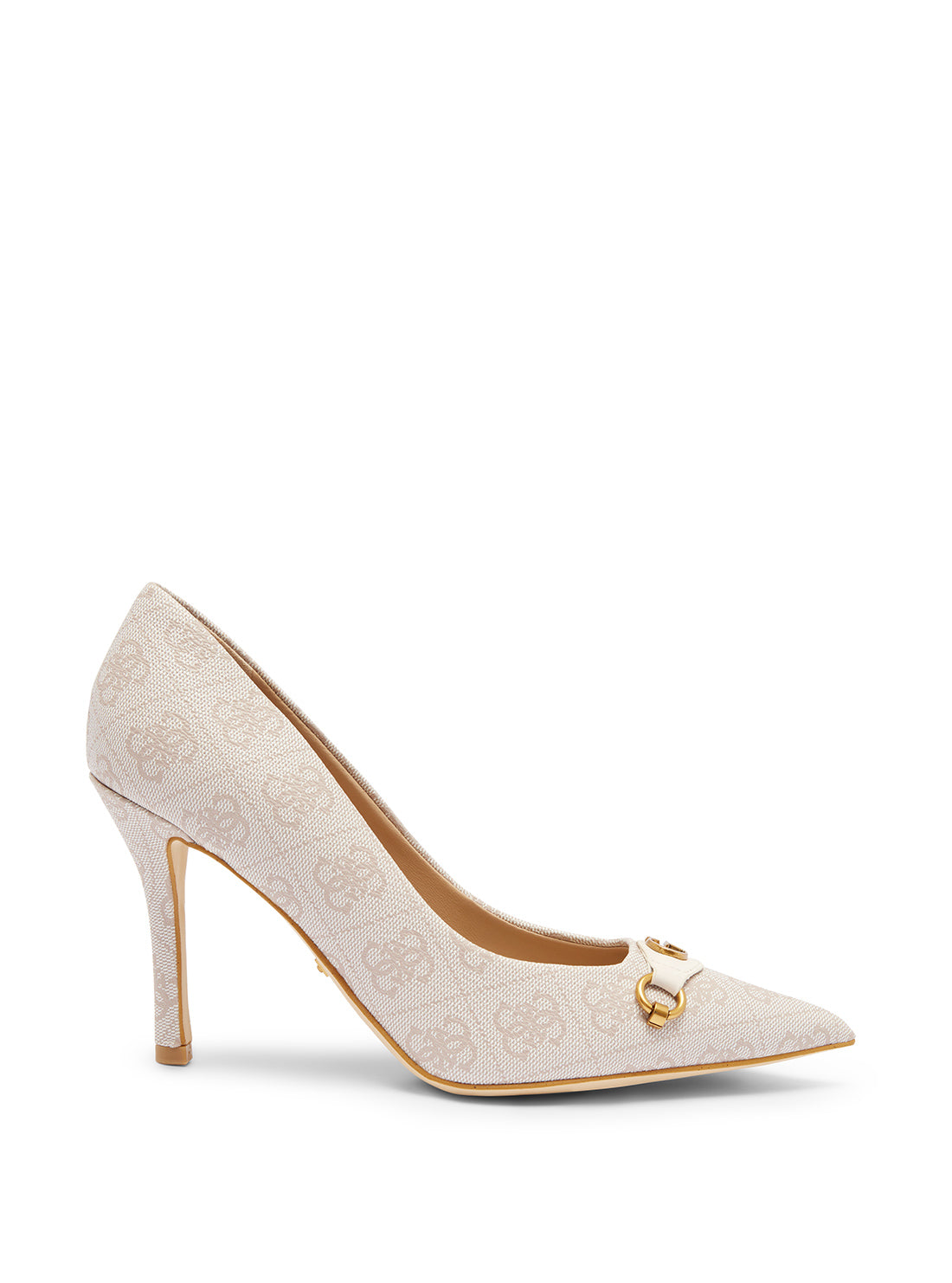 GUESS Beige Logo Scalee Stiletto Heels side view