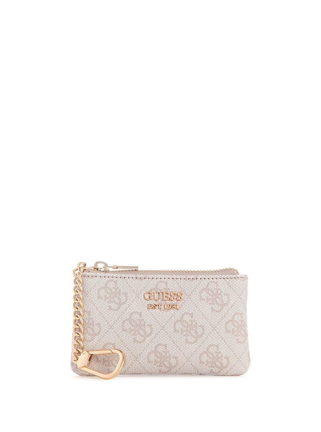 GUESS Pink Logo Laurel Zip Pouch  front view