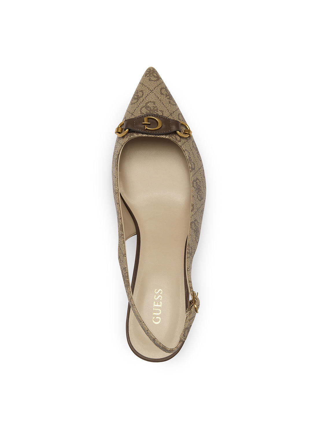 Brown Logo Sdinaa Stiletto Kitten Heel | GUESS Women's Shoes | top view
