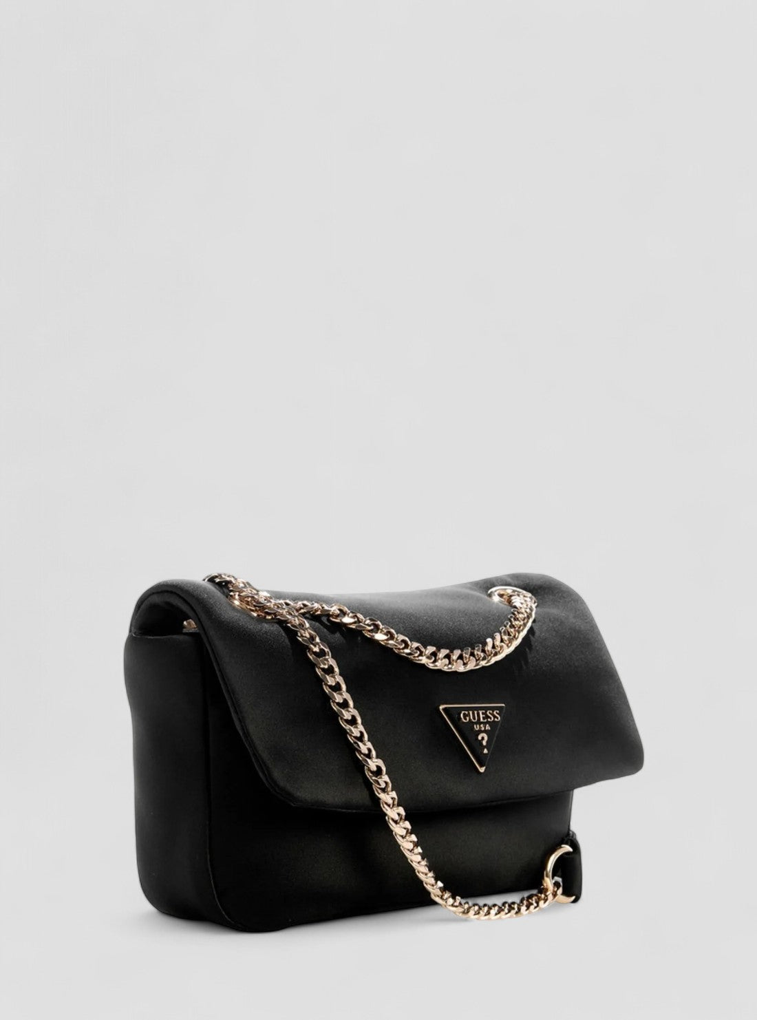 GUESS Womens Black Sunetra Mini Convertible Crossbody Flap SE753478 Front Side View