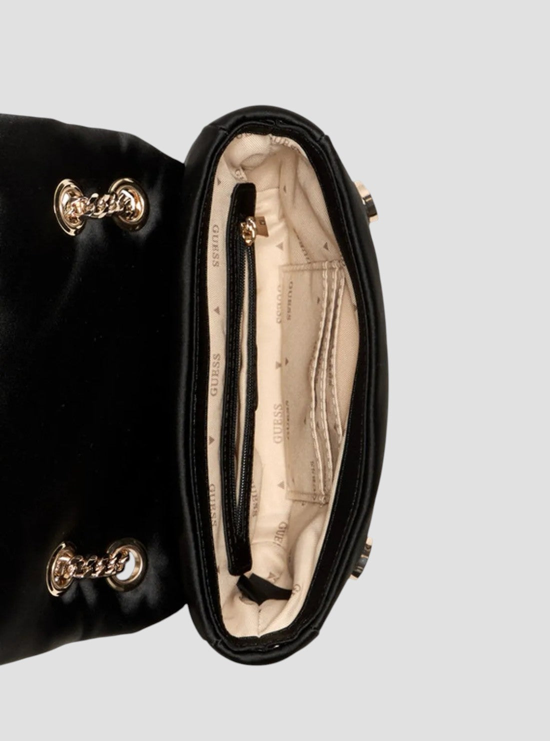 GUESS Womens Black Sunetra Mini Convertible Crossbody Flap SE753478 Inside view