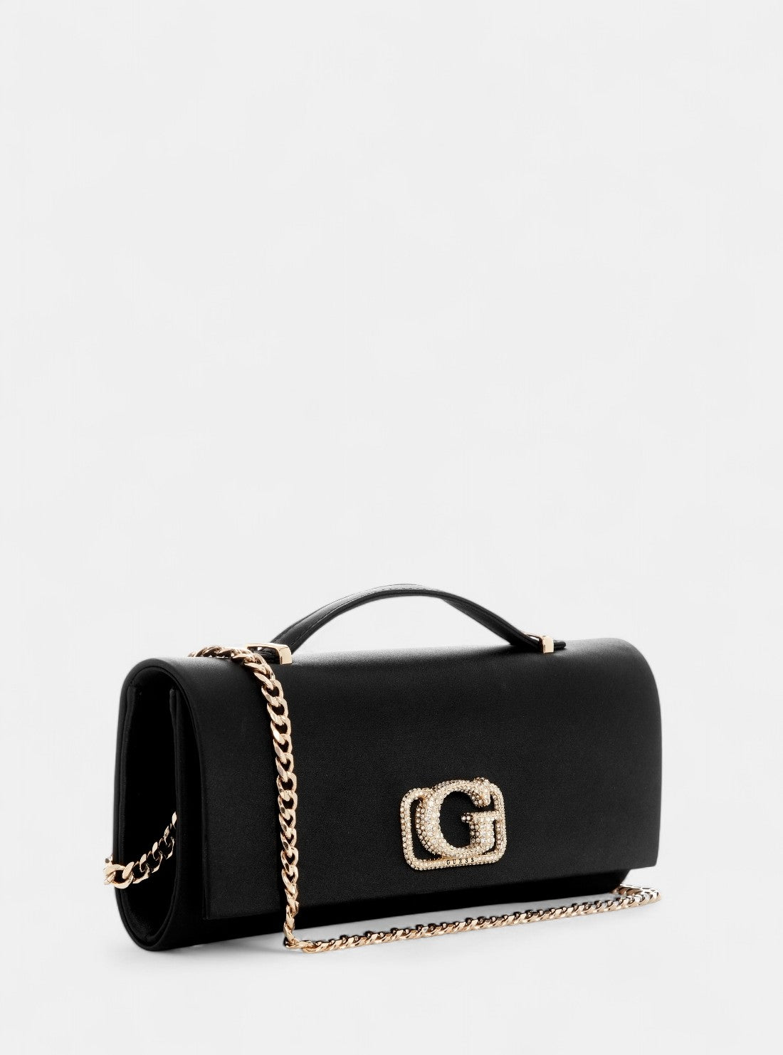 GUESS Womens Black Zalina Top Handle Clutch Bag SE935072 Front Side View