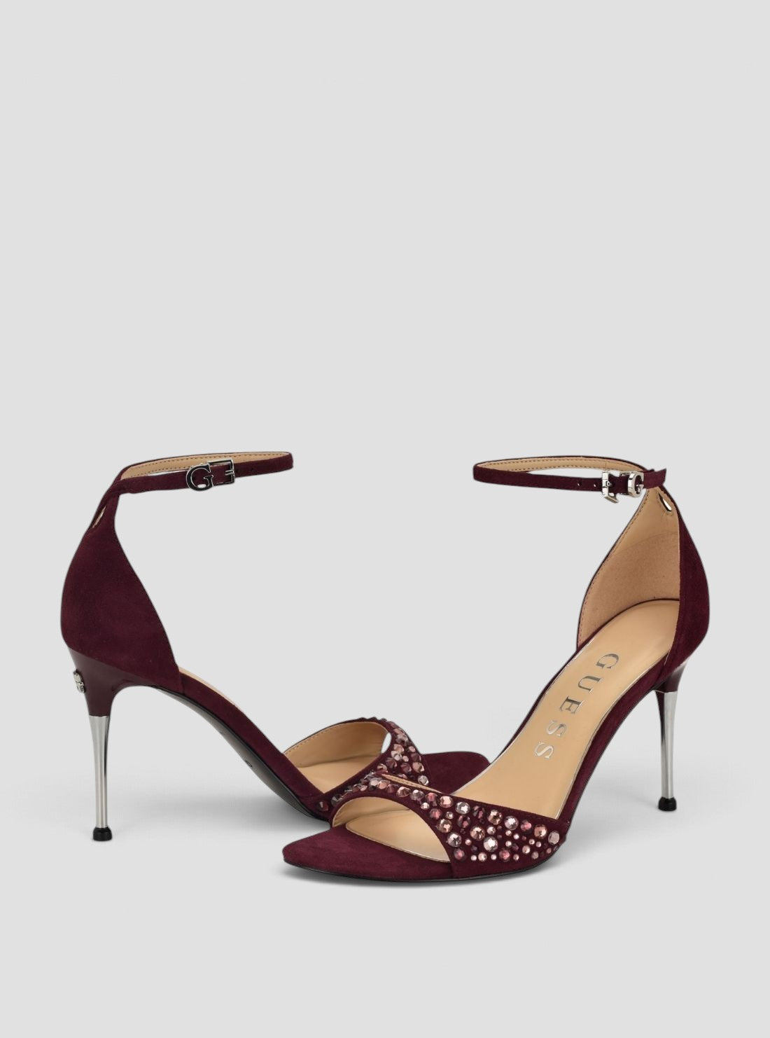 GUESS Footwear Dark Red Seenaa Heeled Sandals SEENAA Front Side View