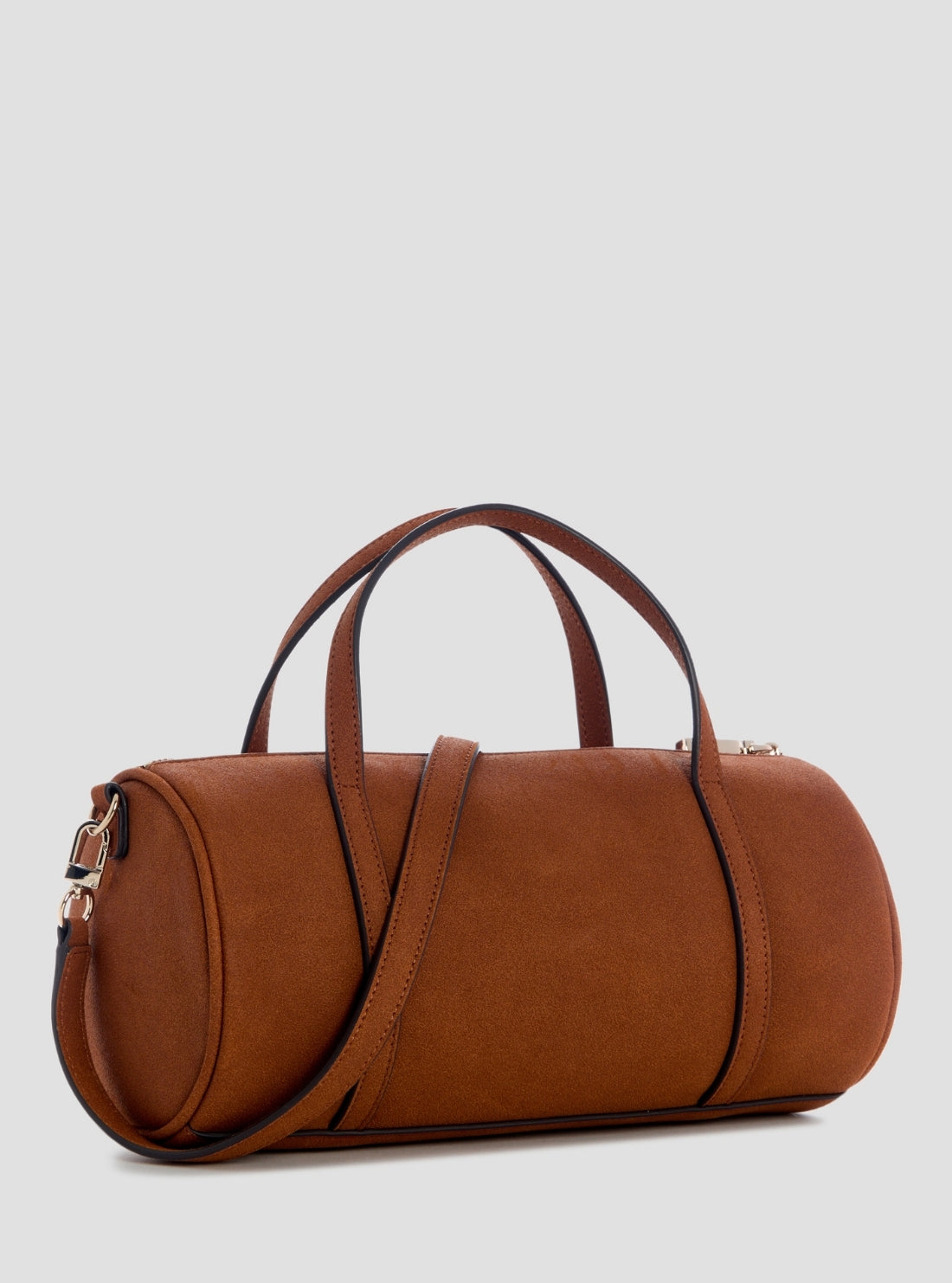 GUESS Womens Brown Taylor Mini Barrel Satchel Faux-Suede Bag SG232576 Back View2