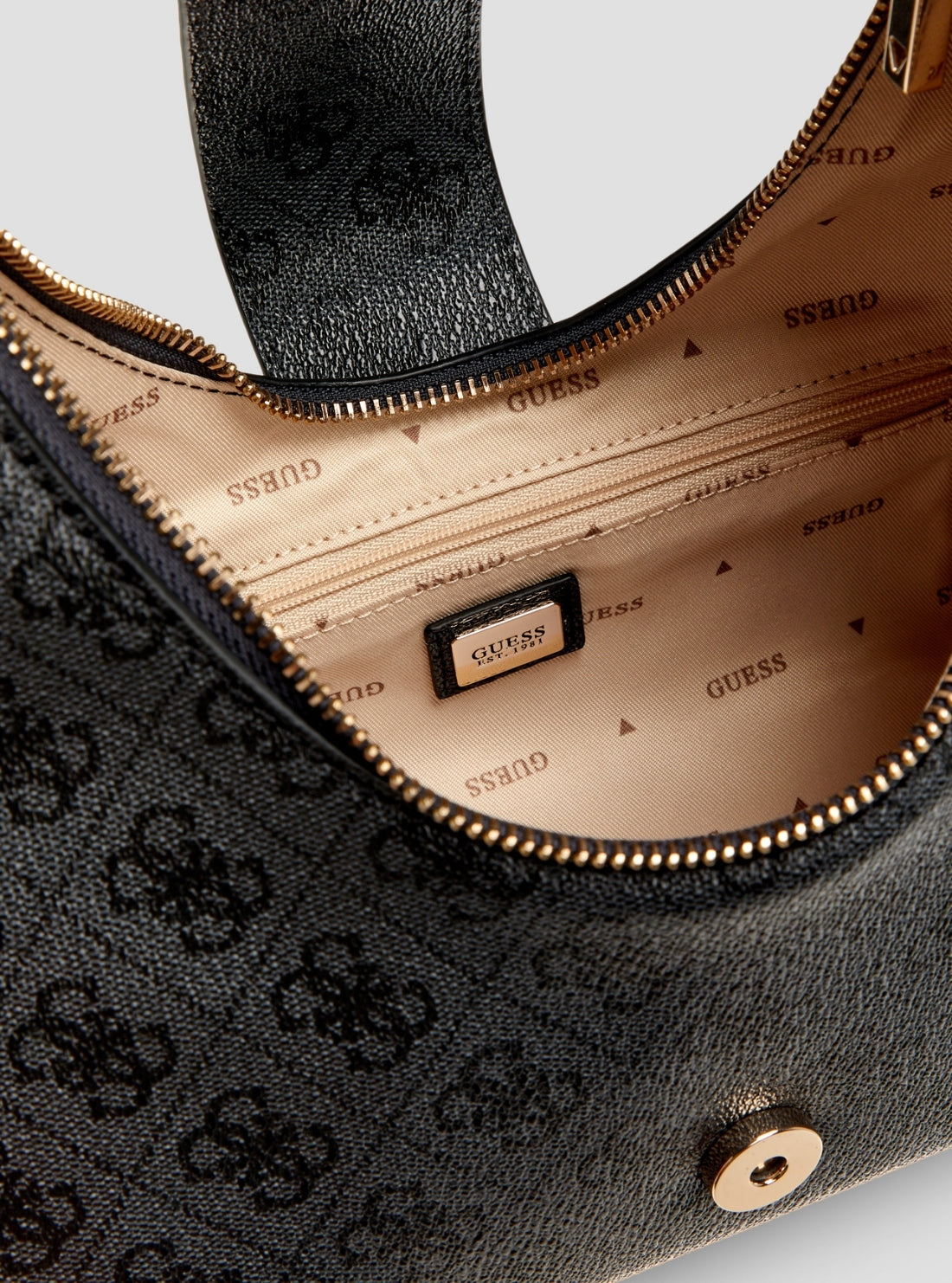 GUESS Womens Black Logo Yvonne Hobo Bag SG237801 Detail View