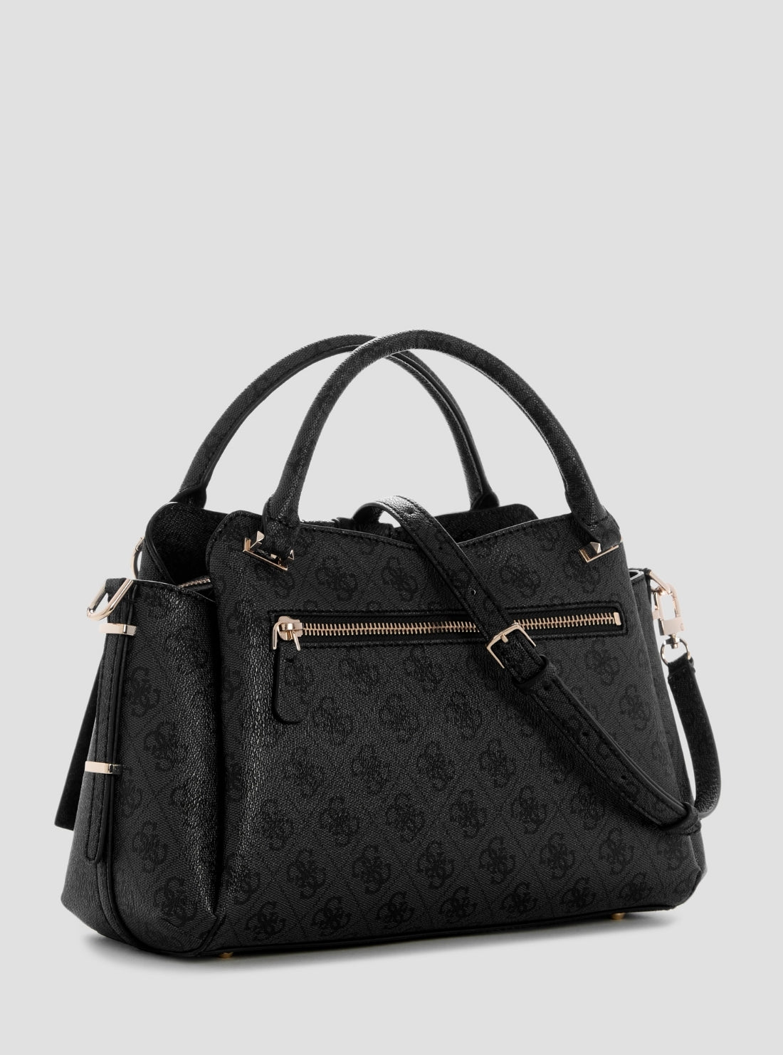GUESS Womens Black Logo Yvonne Girlfriend Satchel Bag SG237806 Back Side View