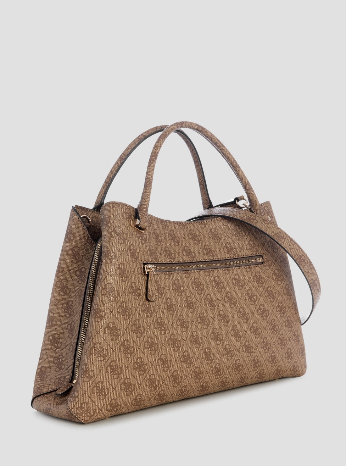 GUESS Womens Brown Logo Yvonne Girlfriend Carryall Bag SG237822 Back Side View