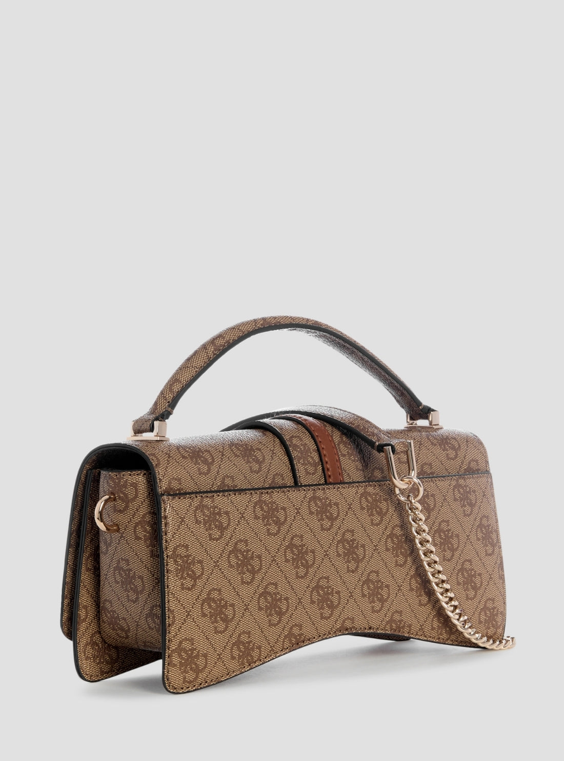 GUESS Womens Brown Logo Yvonne Mini Top Handle Flap Bag SG237878 back Side View