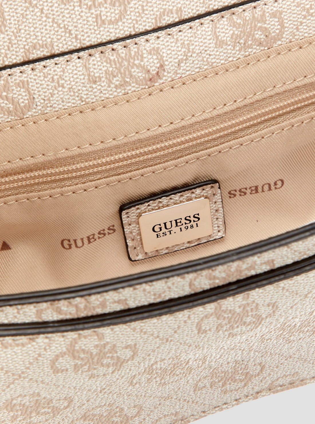 GUESS Womens Stone Logo Yvonne Mini Top Handle Flap Bag SG237878 Detail View